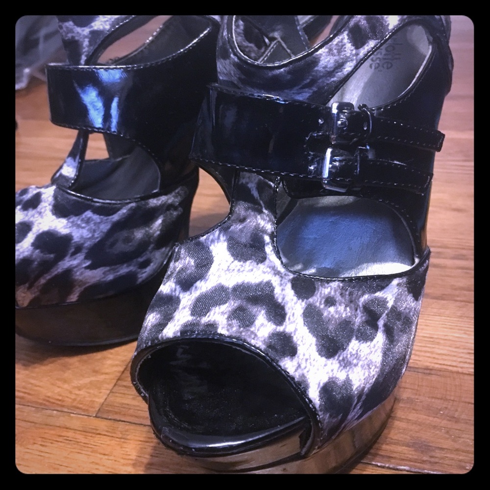 Grey and black, animal print stilettos